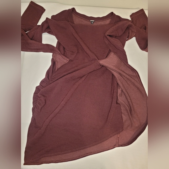 Revolve Monrow Knit Merlot Faux Wrap Dress sz S HD0412 - Picture 4 of 9